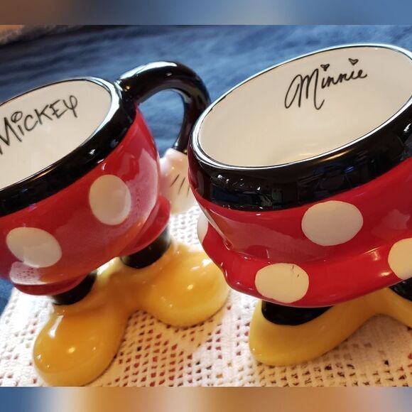 DISNEY PARKS Mickey & Minnie His Hers Ceramic Coffee Mug Cup Soup Bowl Duo Set - Picture 7 of 8